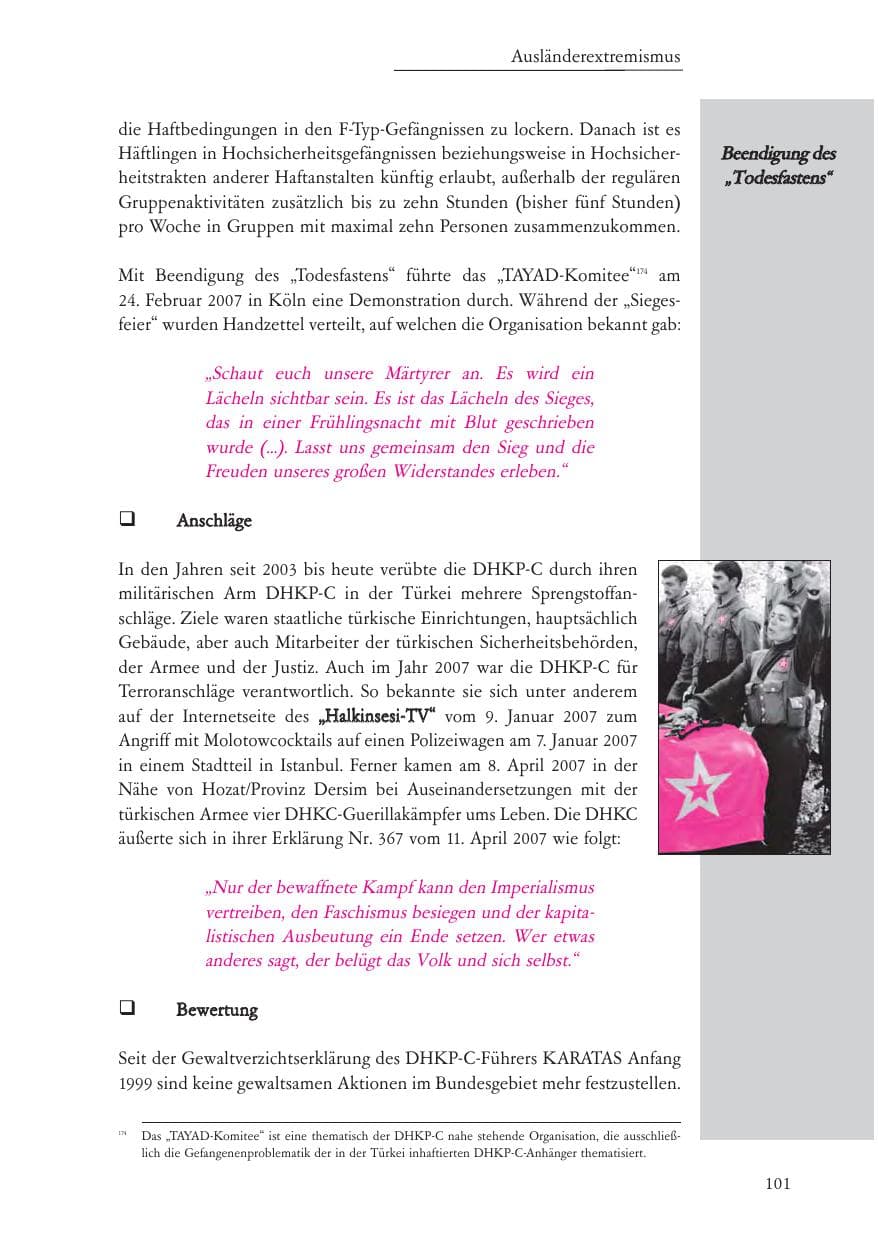 Seite 102 des Verfassungsschutzbericht 2007 Baden-Württemberg