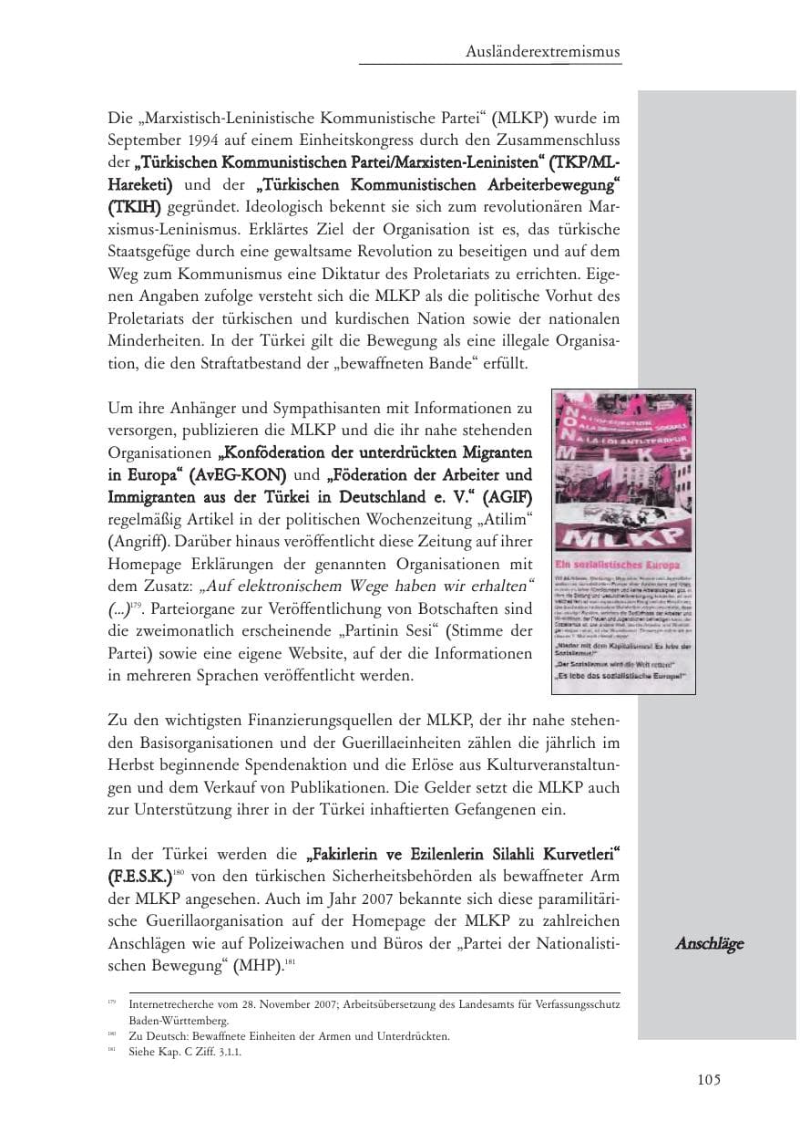 Seite 106 des Verfassungsschutzbericht 2007 Baden-Württemberg