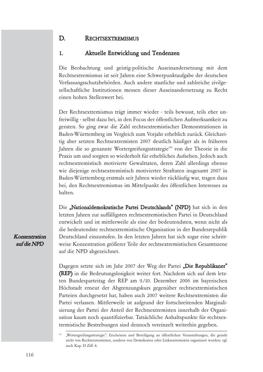 Seite 117 des Verfassungsschutzbericht 2007 Baden-Württemberg