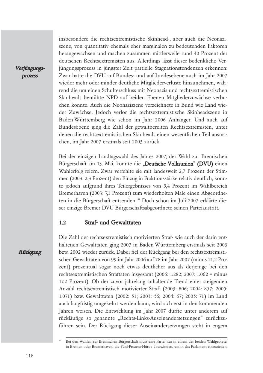 Seite 119 des Verfassungsschutzbericht 2007 Baden-Württemberg