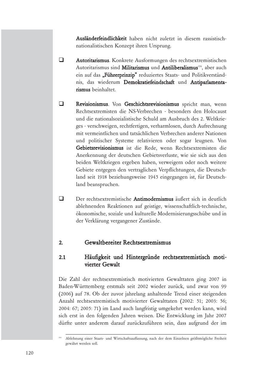 Seite 121 des Verfassungsschutzbericht 2007 Baden-Württemberg