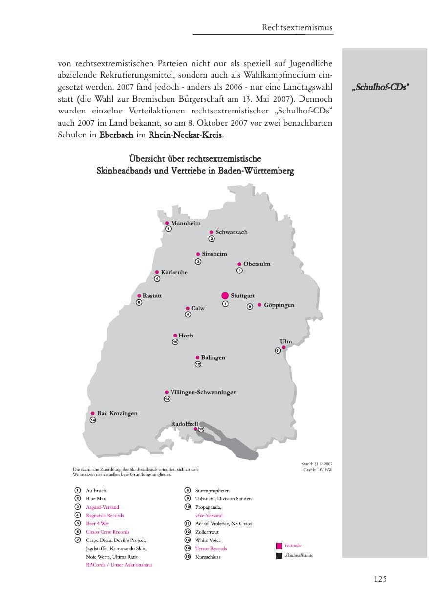 Seite 126 des Verfassungsschutzbericht 2007 Baden-Württemberg