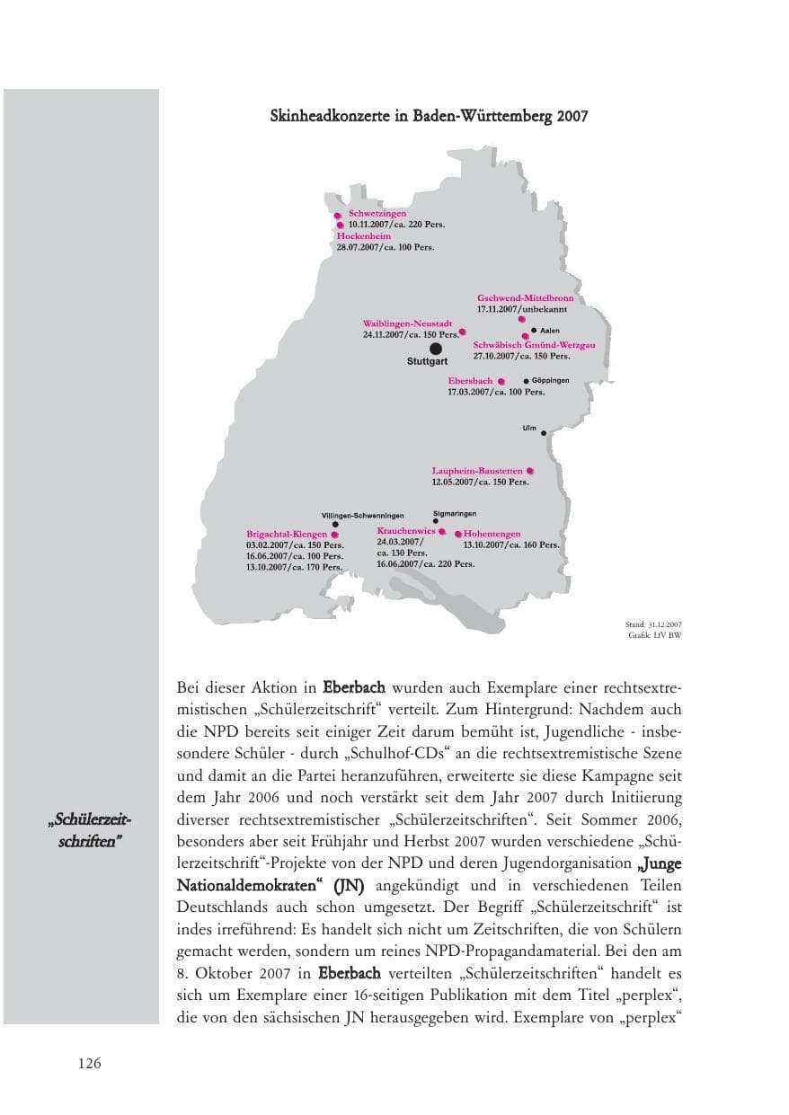 Seite 127 des Verfassungsschutzbericht 2007 Baden-Württemberg