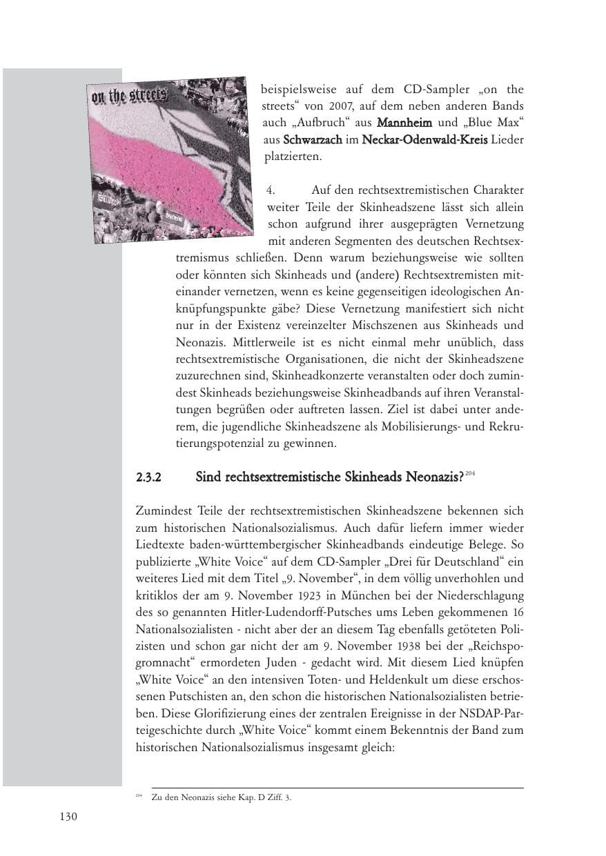 Seite 131 des Verfassungsschutzbericht 2007 Baden-Württemberg