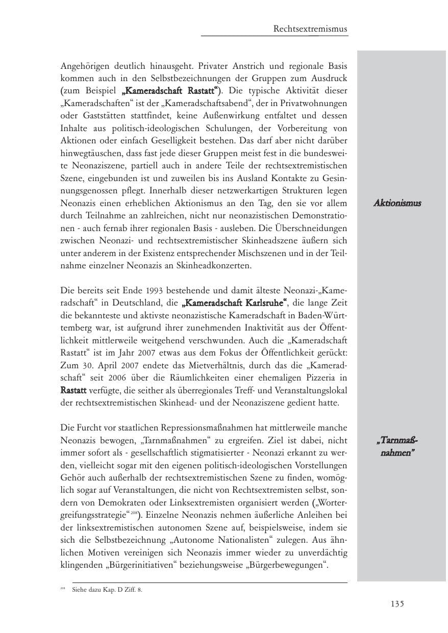 Seite 136 des Verfassungsschutzbericht 2007 Baden-Württemberg