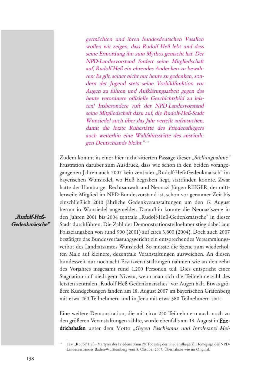 Seite 139 des Verfassungsschutzbericht 2007 Baden-Württemberg