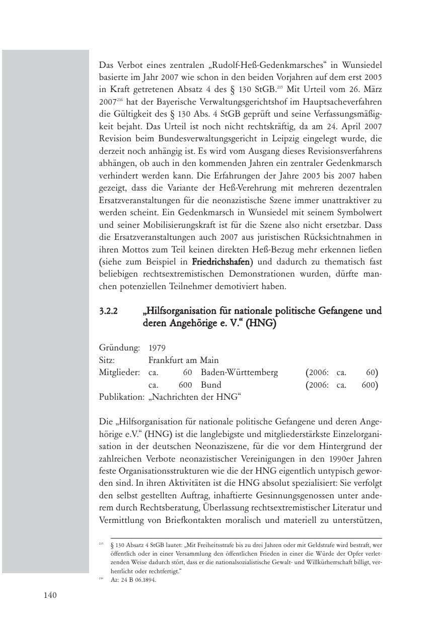 Seite 141 des Verfassungsschutzbericht 2007 Baden-Württemberg