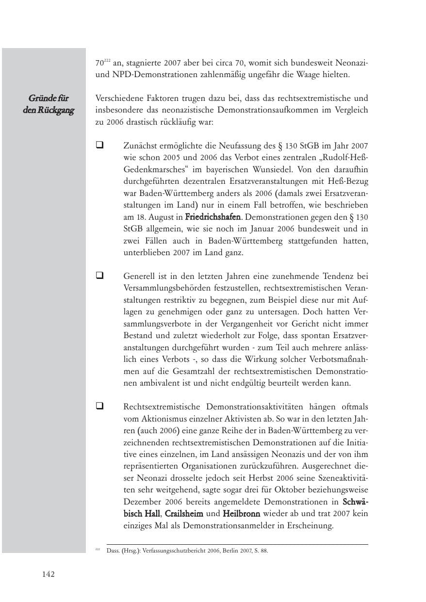 Seite 143 des Verfassungsschutzbericht 2007 Baden-Württemberg