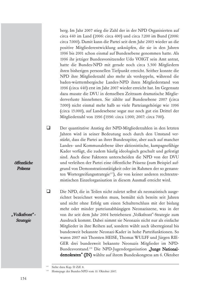Seite 155 des Verfassungsschutzbericht 2007 Baden-Württemberg