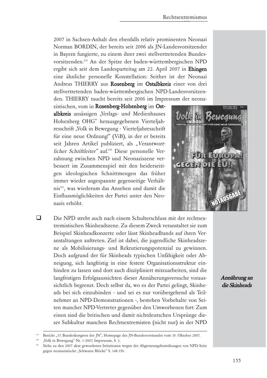 Seite 156 des Verfassungsschutzbericht 2007 Baden-Württemberg