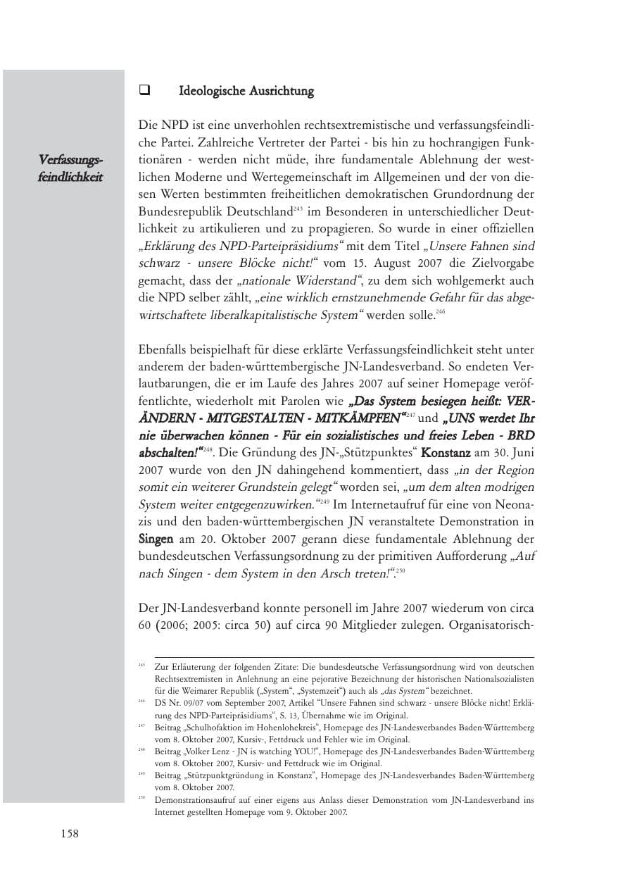 Seite 159 des Verfassungsschutzbericht 2007 Baden-Württemberg