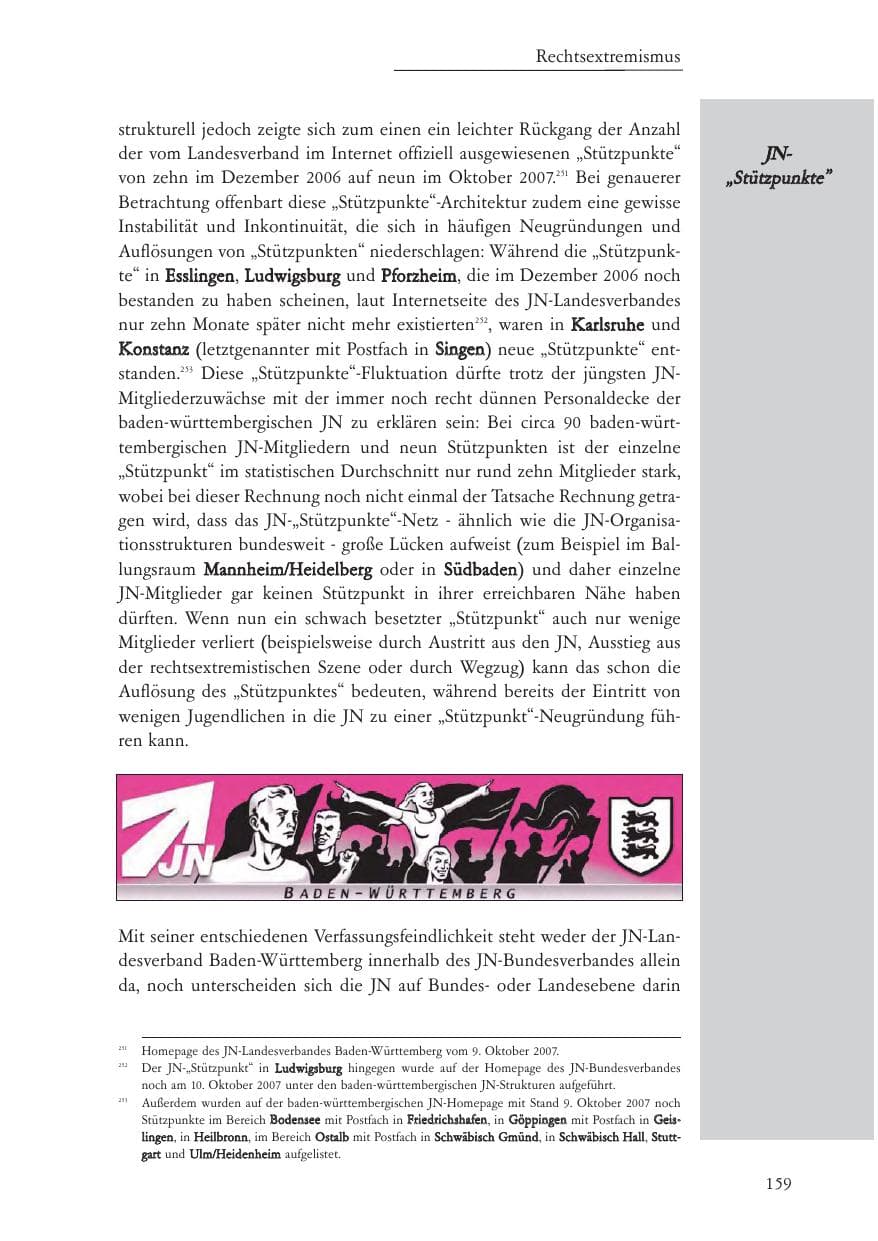Seite 160 des Verfassungsschutzbericht 2007 Baden-Württemberg