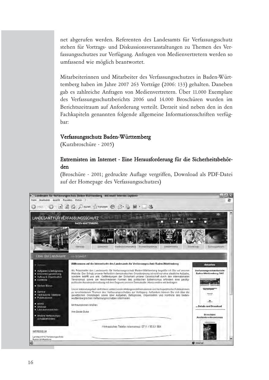 Seite 17 des Verfassungsschutzbericht 2007 Baden-Württemberg
