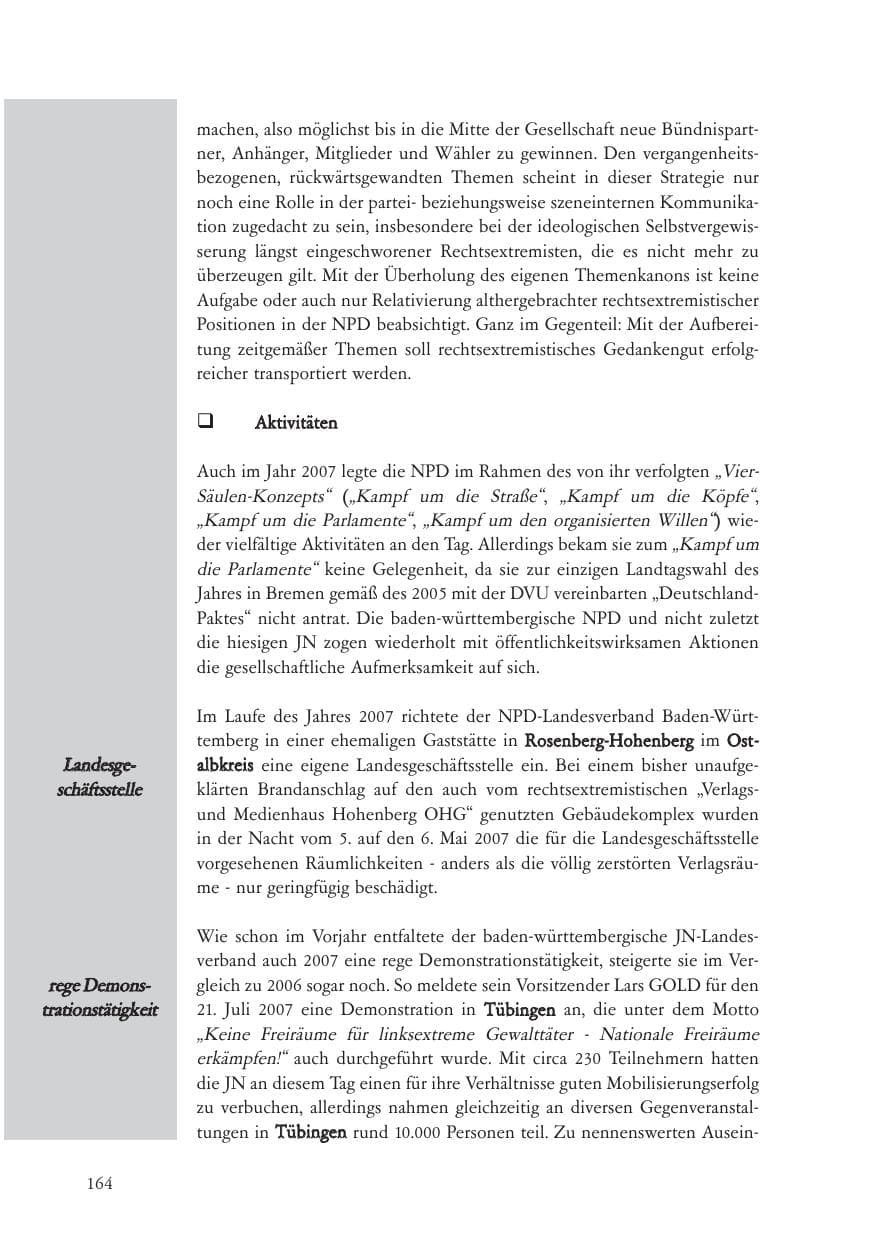 Seite 165 des Verfassungsschutzbericht 2007 Baden-Württemberg