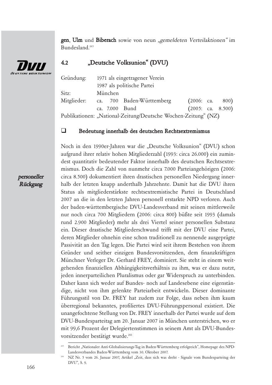 Seite 167 des Verfassungsschutzbericht 2007 Baden-Württemberg