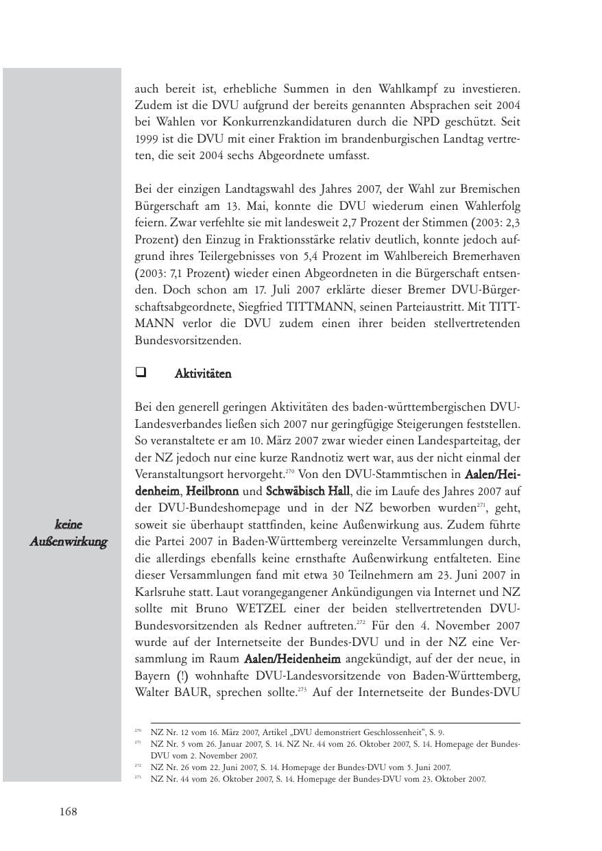 Seite 169 des Verfassungsschutzbericht 2007 Baden-Württemberg