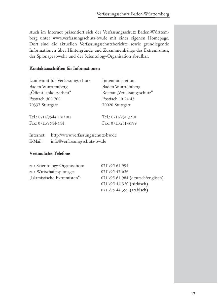 Seite 18 des Verfassungsschutzbericht 2007 Baden-Württemberg