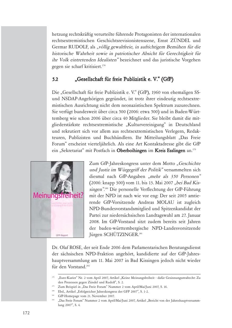 Seite 173 des Verfassungsschutzbericht 2007 Baden-Württemberg