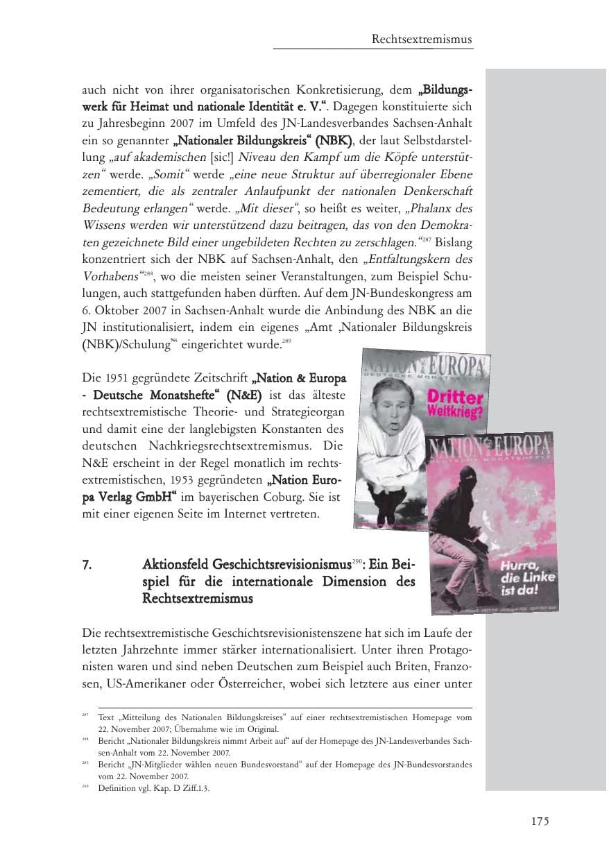 Seite 176 des Verfassungsschutzbericht 2007 Baden-Württemberg