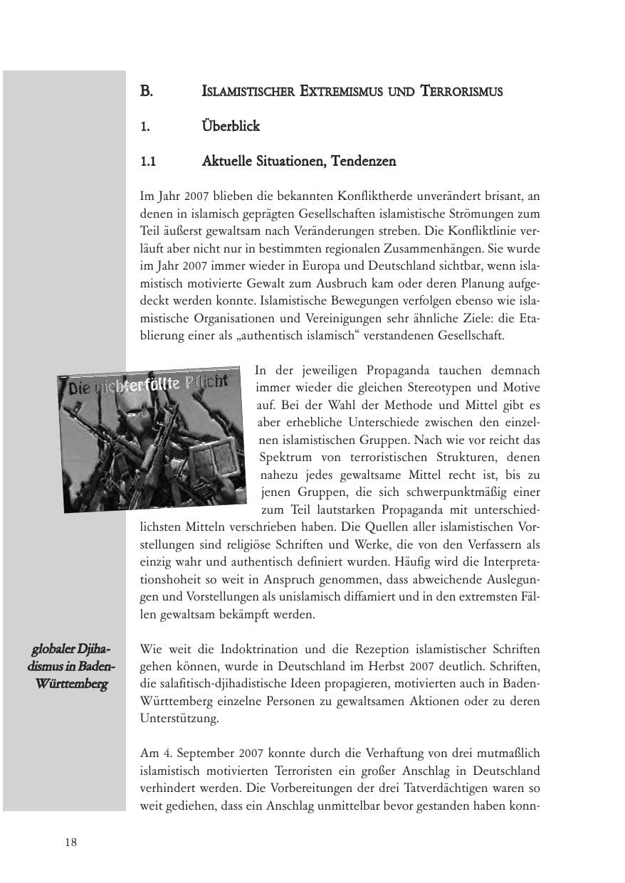 Seite 19 des Verfassungsschutzbericht 2007 Baden-Württemberg