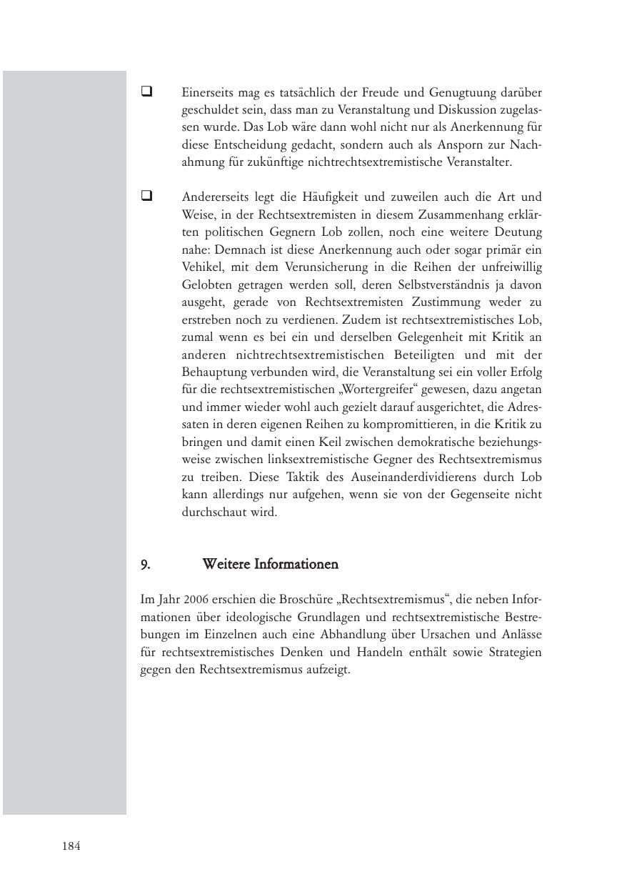 Seite 185 des Verfassungsschutzbericht 2007 Baden-Württemberg