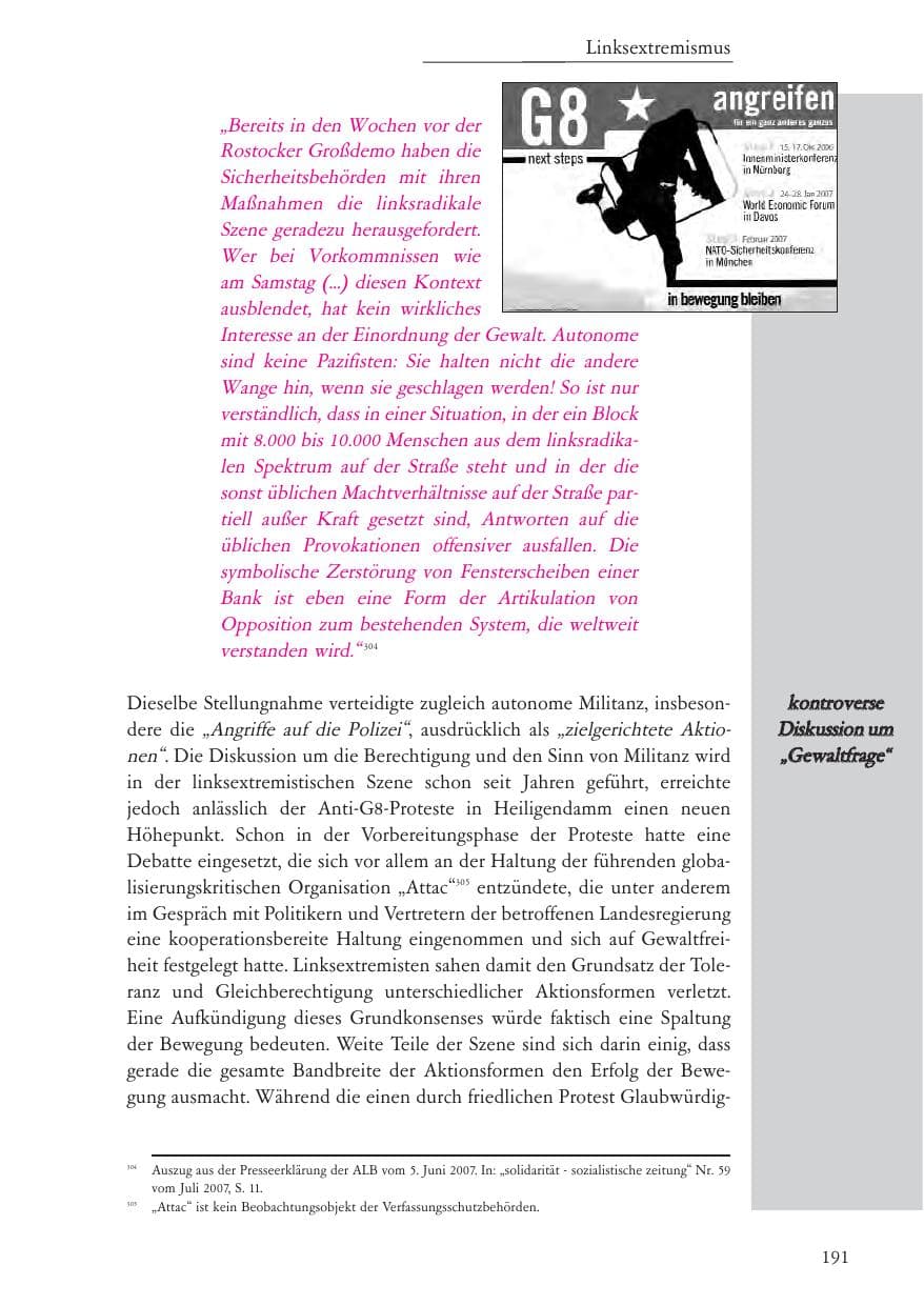 Seite 192 des Verfassungsschutzbericht 2007 Baden-Württemberg