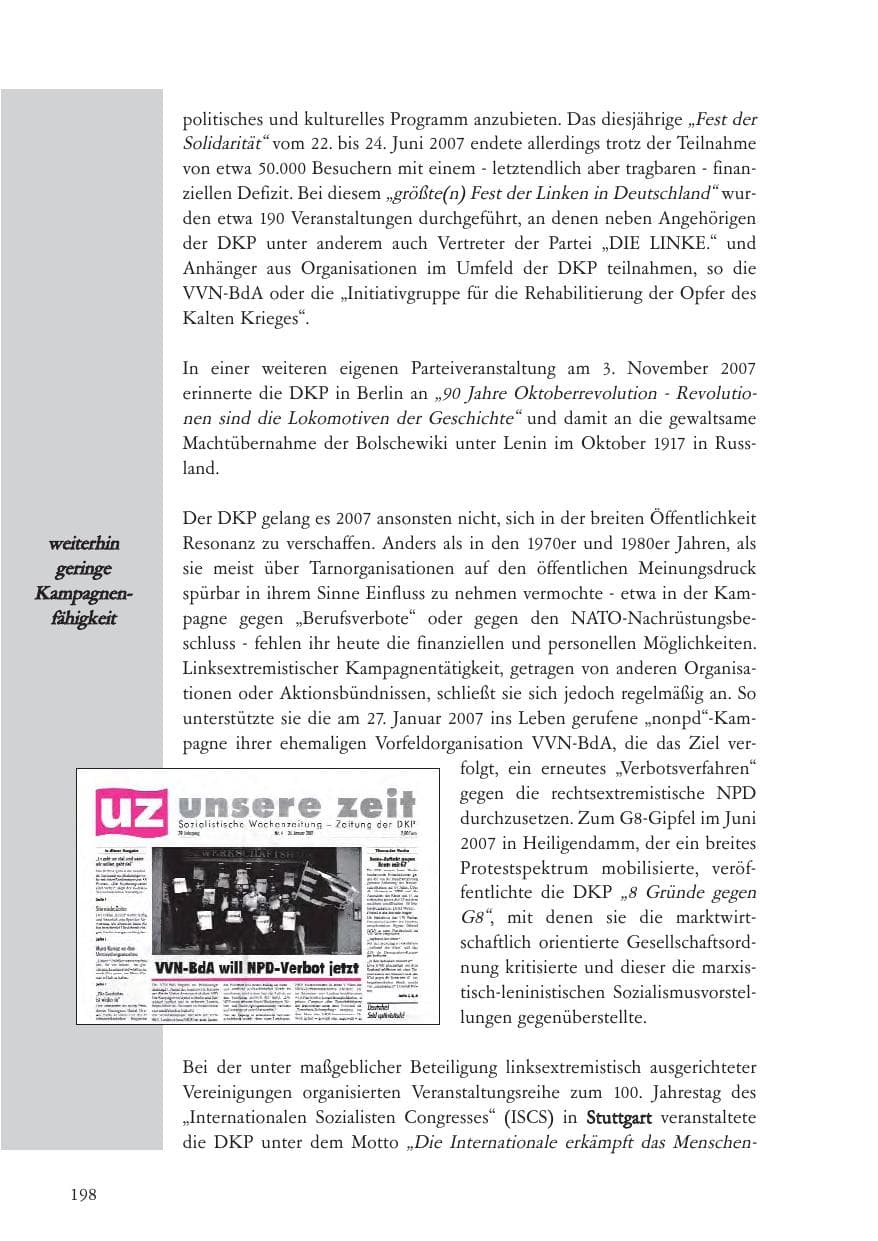 Seite 199 des Verfassungsschutzbericht 2007 Baden-Württemberg