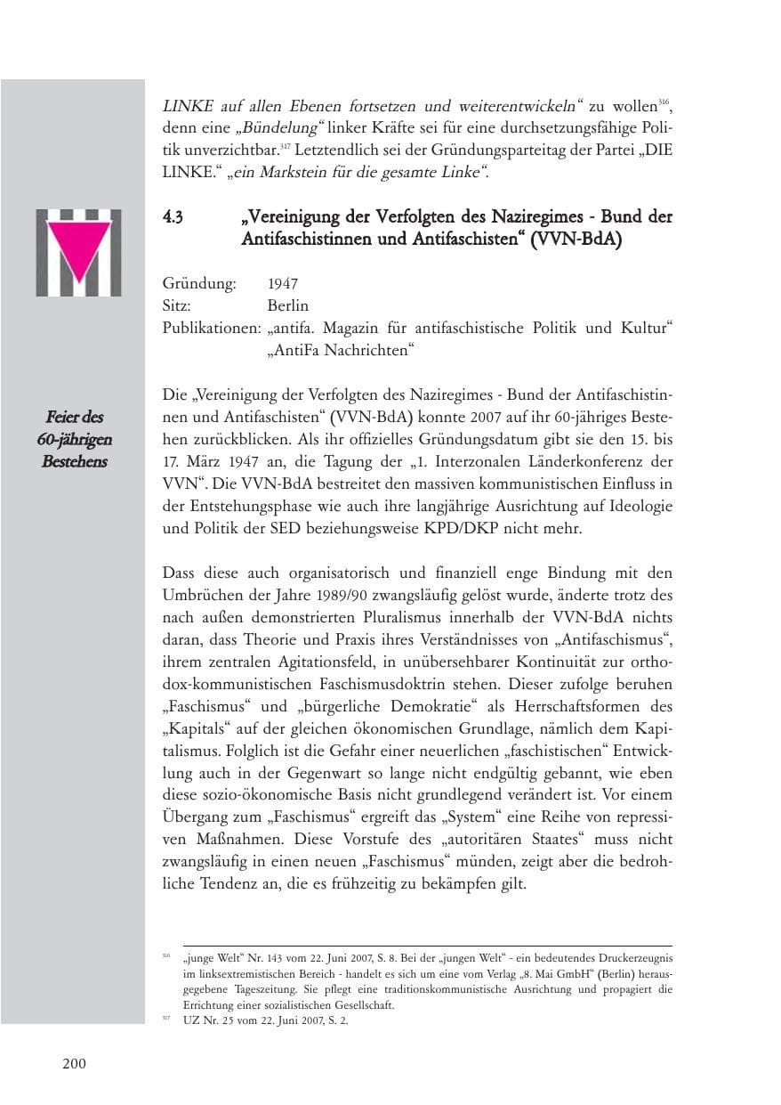 Seite 201 des Verfassungsschutzbericht 2007 Baden-Württemberg