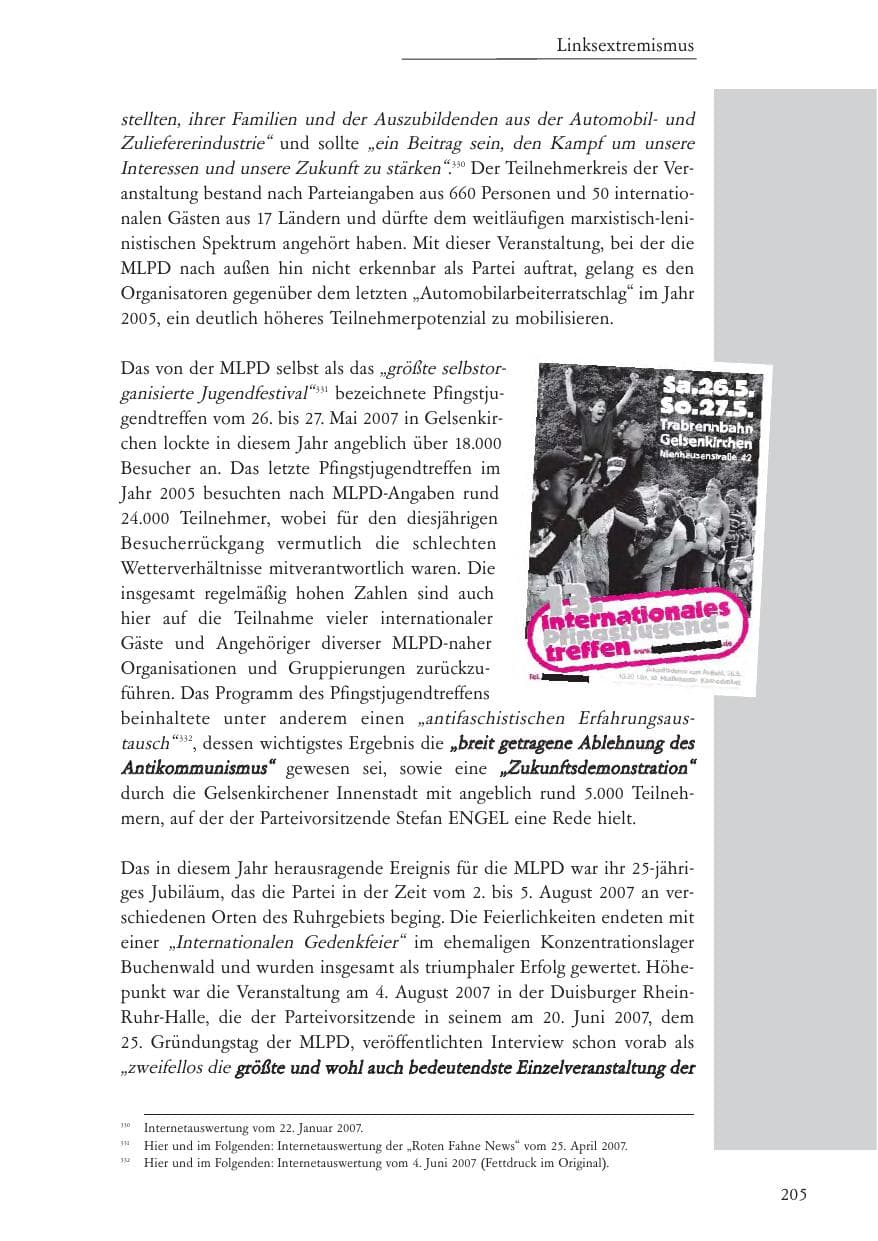 Seite 206 des Verfassungsschutzbericht 2007 Baden-Württemberg