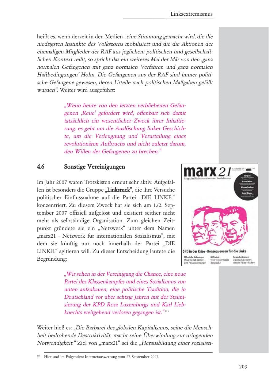 Seite 210 des Verfassungsschutzbericht 2007 Baden-Württemberg