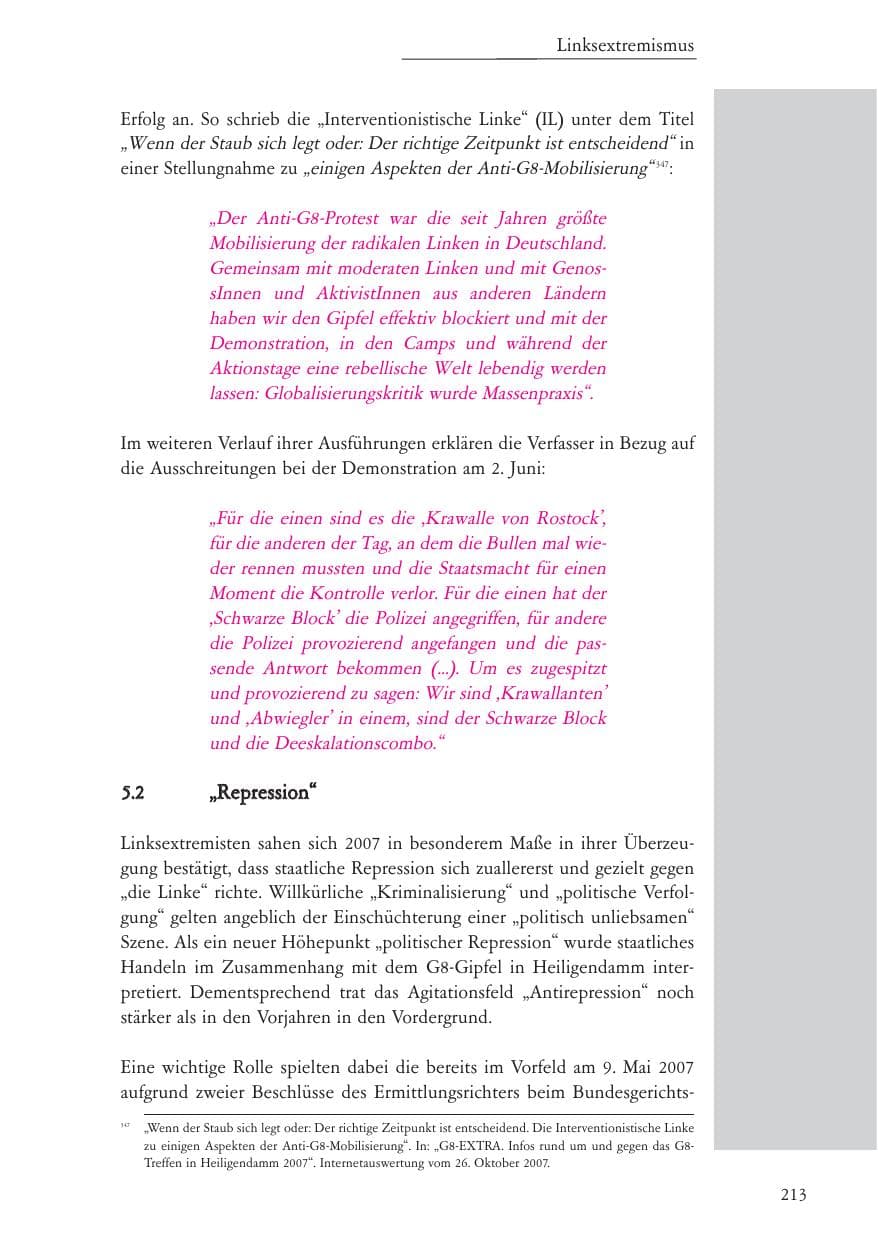 Seite 214 des Verfassungsschutzbericht 2007 Baden-Württemberg