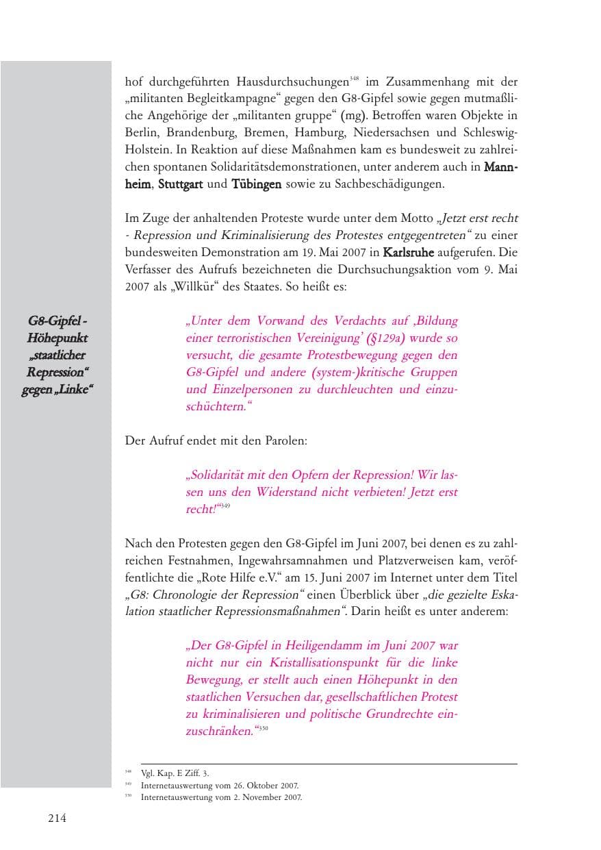 Seite 215 des Verfassungsschutzbericht 2007 Baden-Württemberg