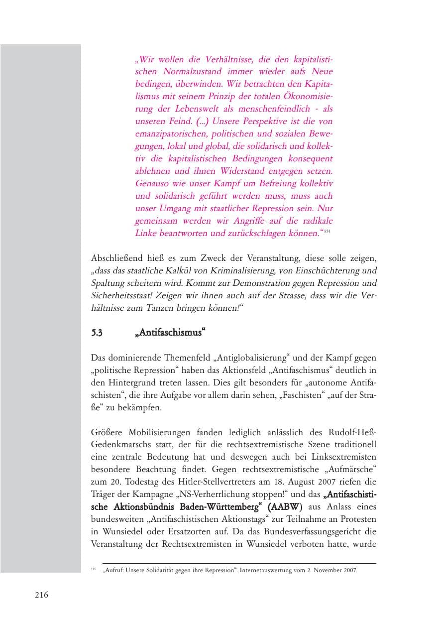 Seite 217 des Verfassungsschutzbericht 2007 Baden-Württemberg