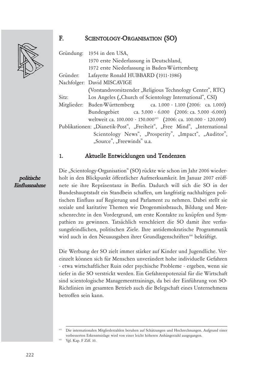 Seite 223 des Verfassungsschutzbericht 2007 Baden-Württemberg