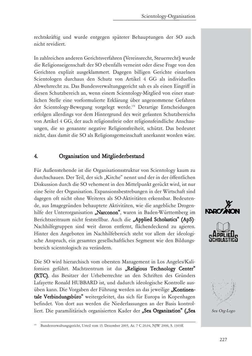 Seite 228 des Verfassungsschutzbericht 2007 Baden-Württemberg