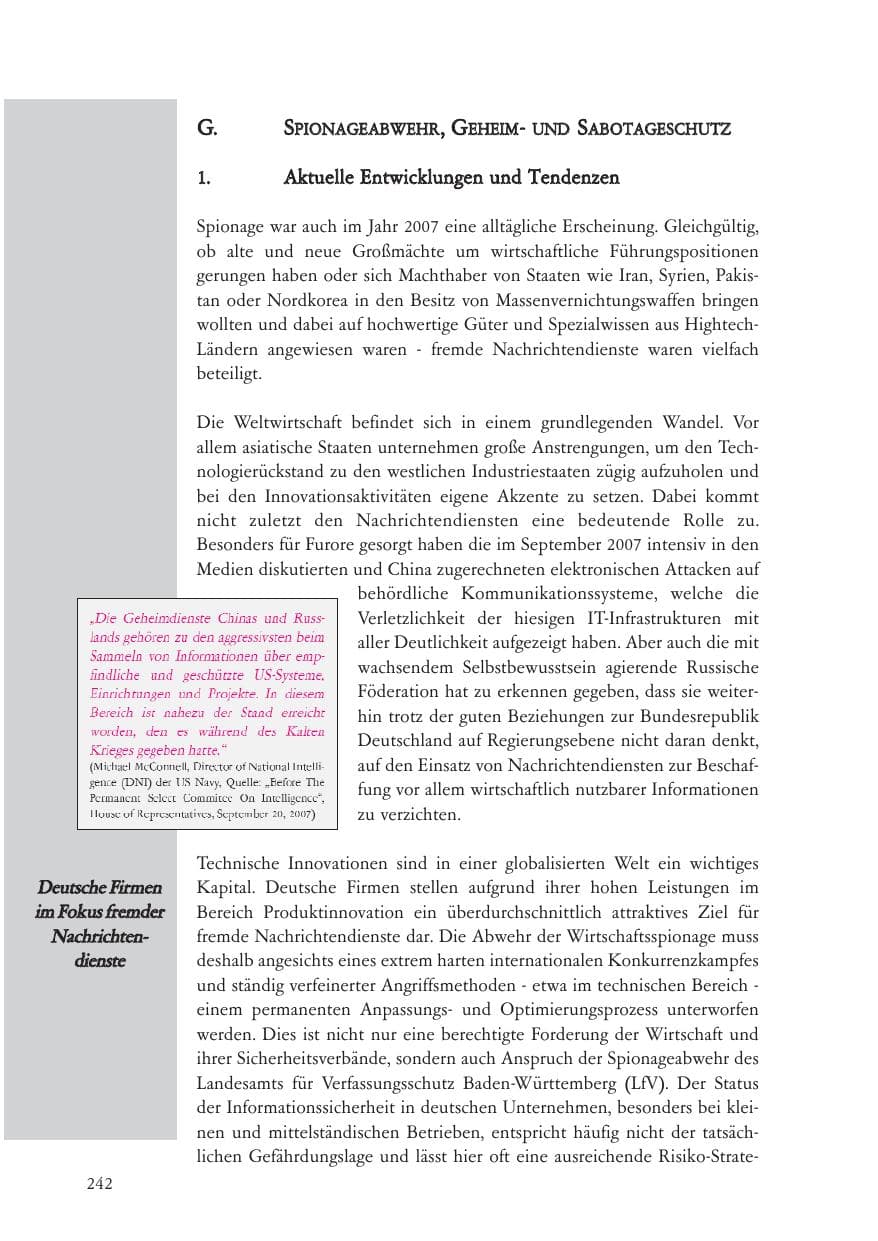 Seite 243 des Verfassungsschutzbericht 2007 Baden-Württemberg