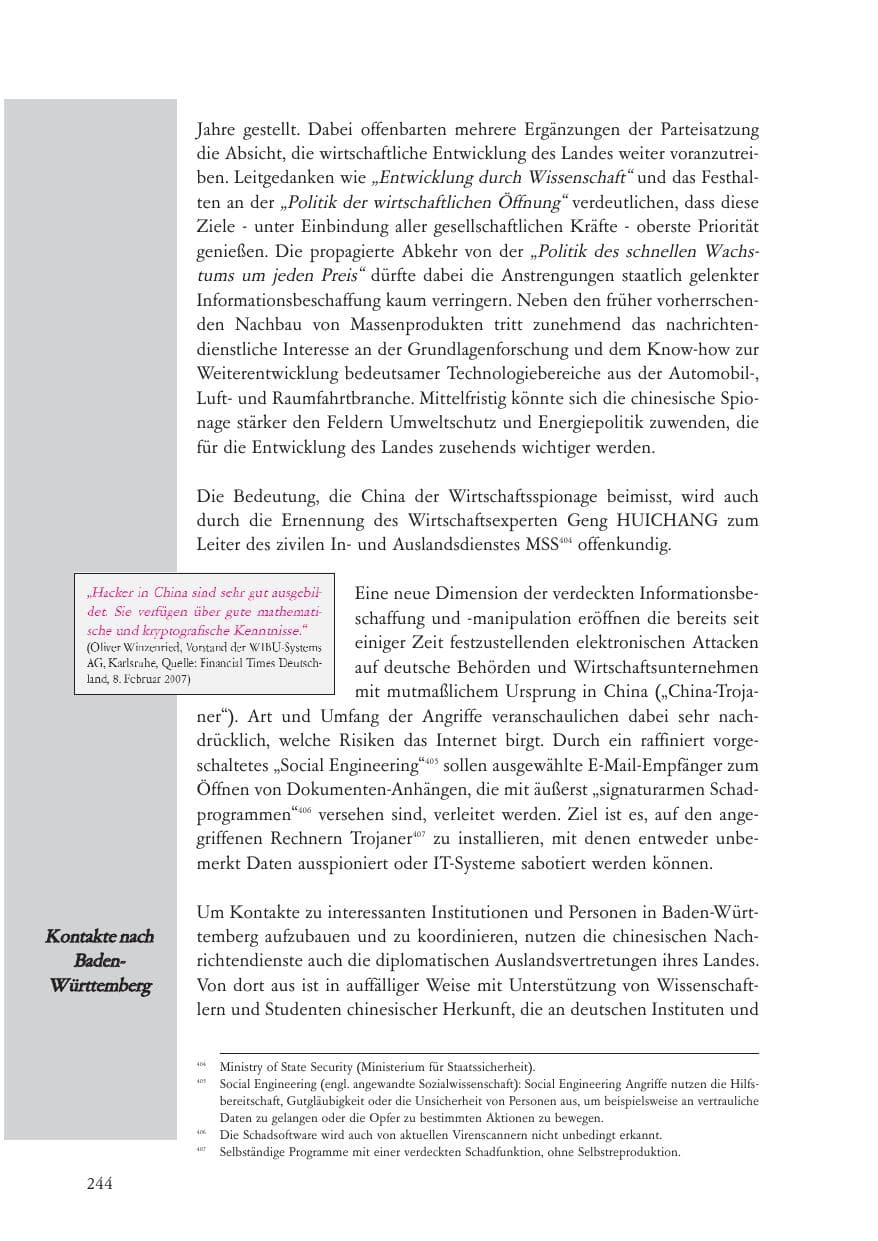 Seite 245 des Verfassungsschutzbericht 2007 Baden-Württemberg