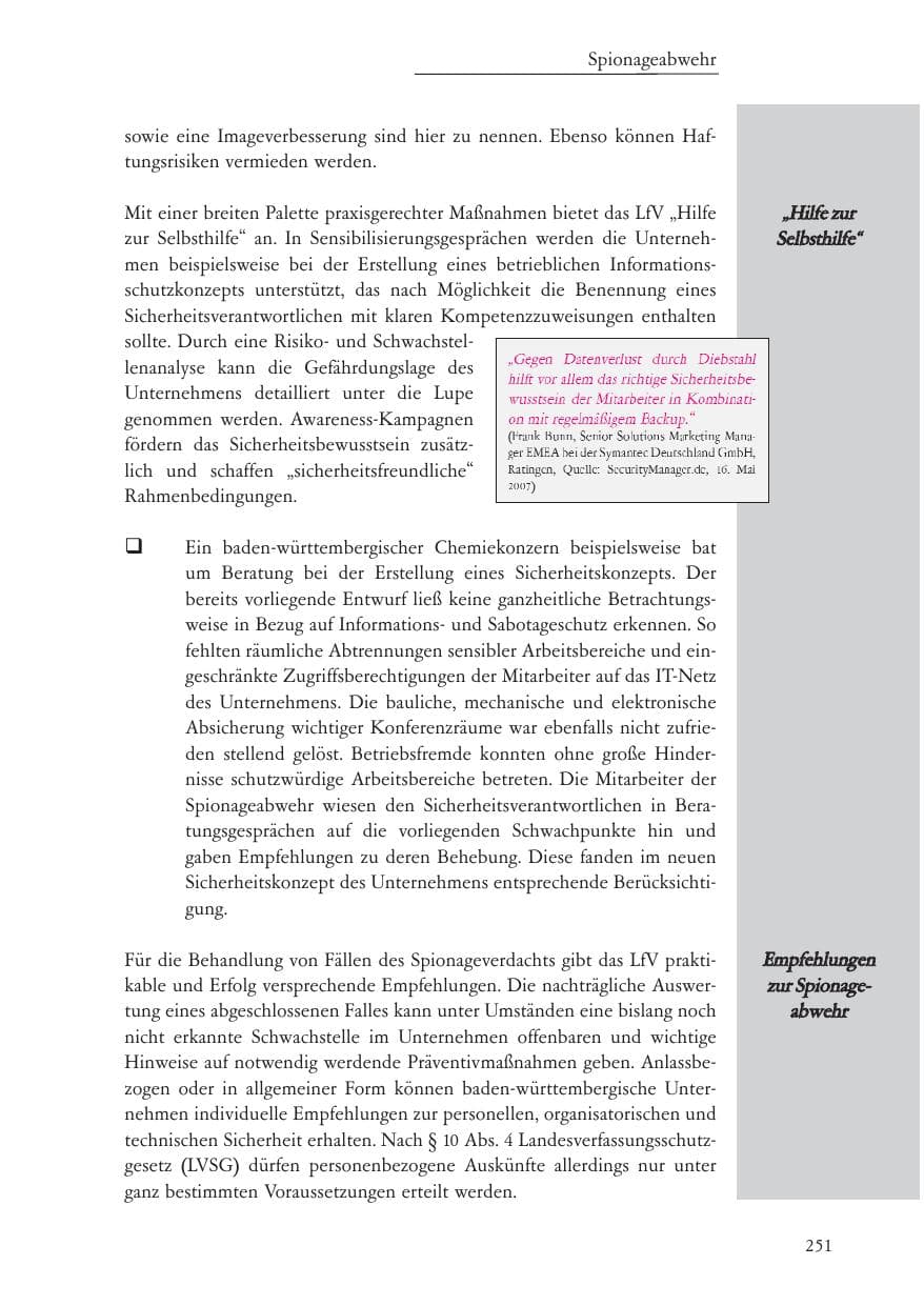 Seite 252 des Verfassungsschutzbericht 2007 Baden-Württemberg
