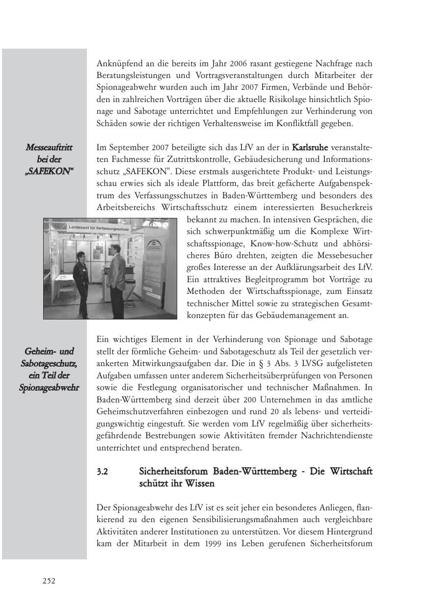 Seite 253 des Verfassungsschutzbericht 2007 Baden-Württemberg