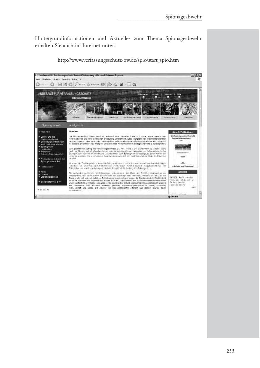 Seite 256 des Verfassungsschutzbericht 2007 Baden-Württemberg