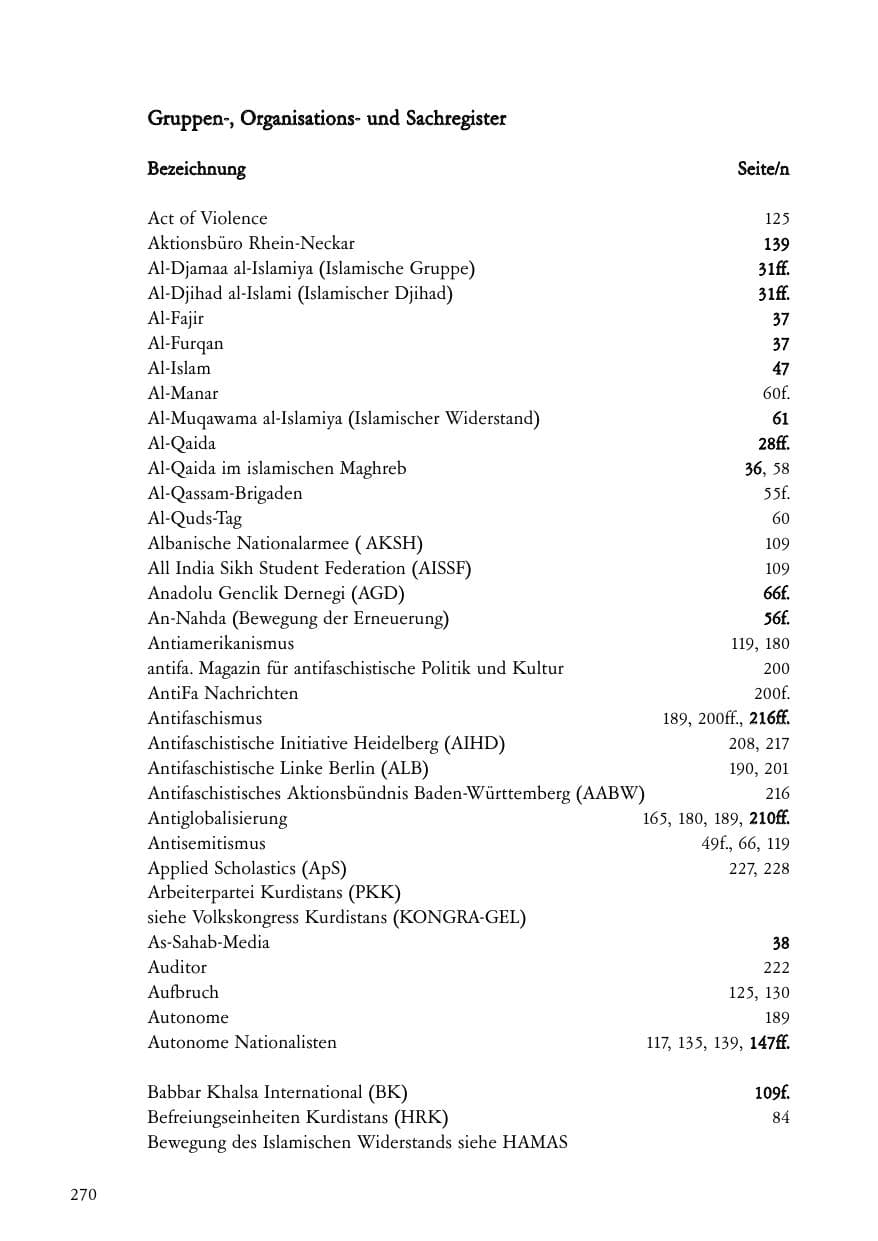 Seite 271 des Verfassungsschutzbericht 2007 Baden-Württemberg
