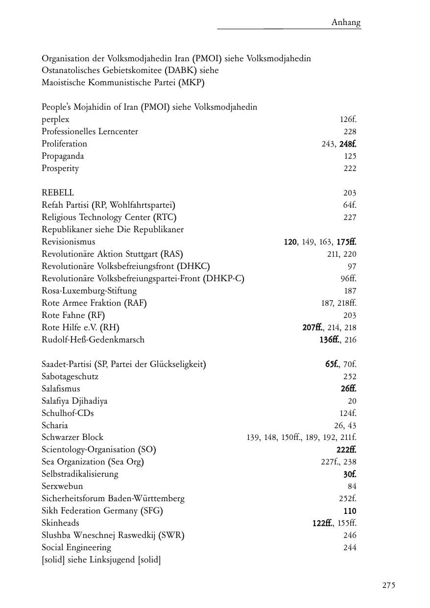 Seite 276 des Verfassungsschutzbericht 2007 Baden-Württemberg