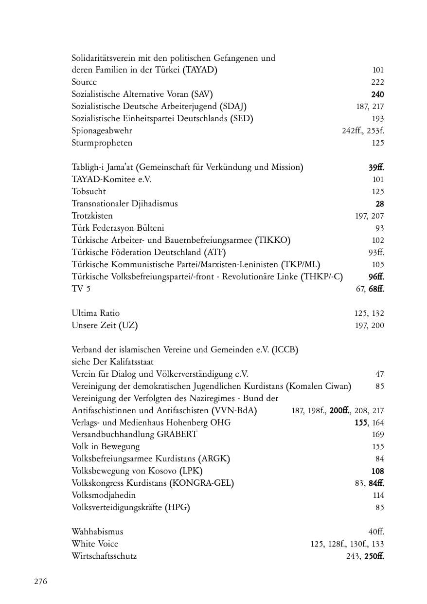 Seite 277 des Verfassungsschutzbericht 2007 Baden-Württemberg
