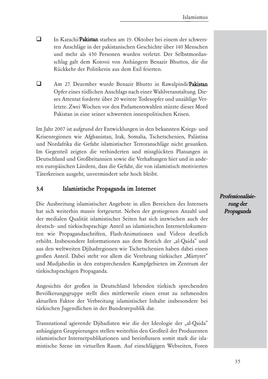 Seite 36 des Verfassungsschutzbericht 2007 Baden-Württemberg