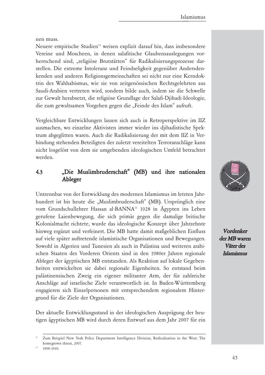 Seite 46 des Verfassungsschutzbericht 2007 Baden-Württemberg