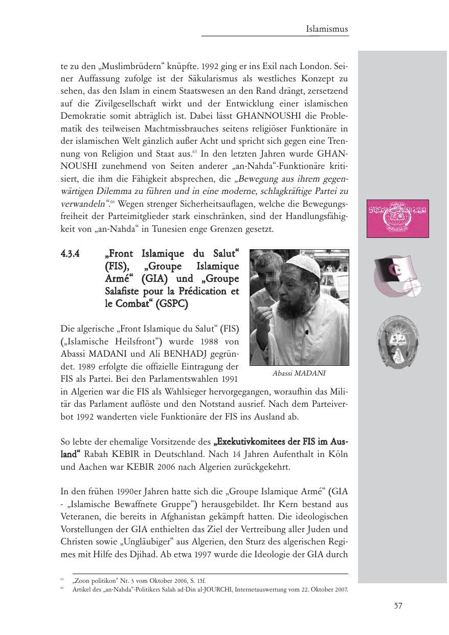 Seite 58 des Verfassungsschutzbericht 2007 Baden-Württemberg