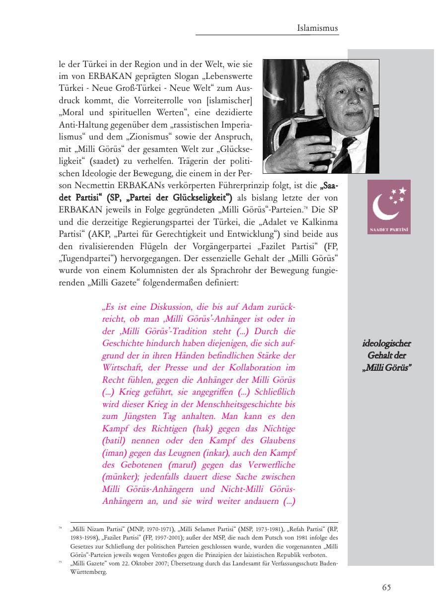 Seite 66 des Verfassungsschutzbericht 2007 Baden-Württemberg
