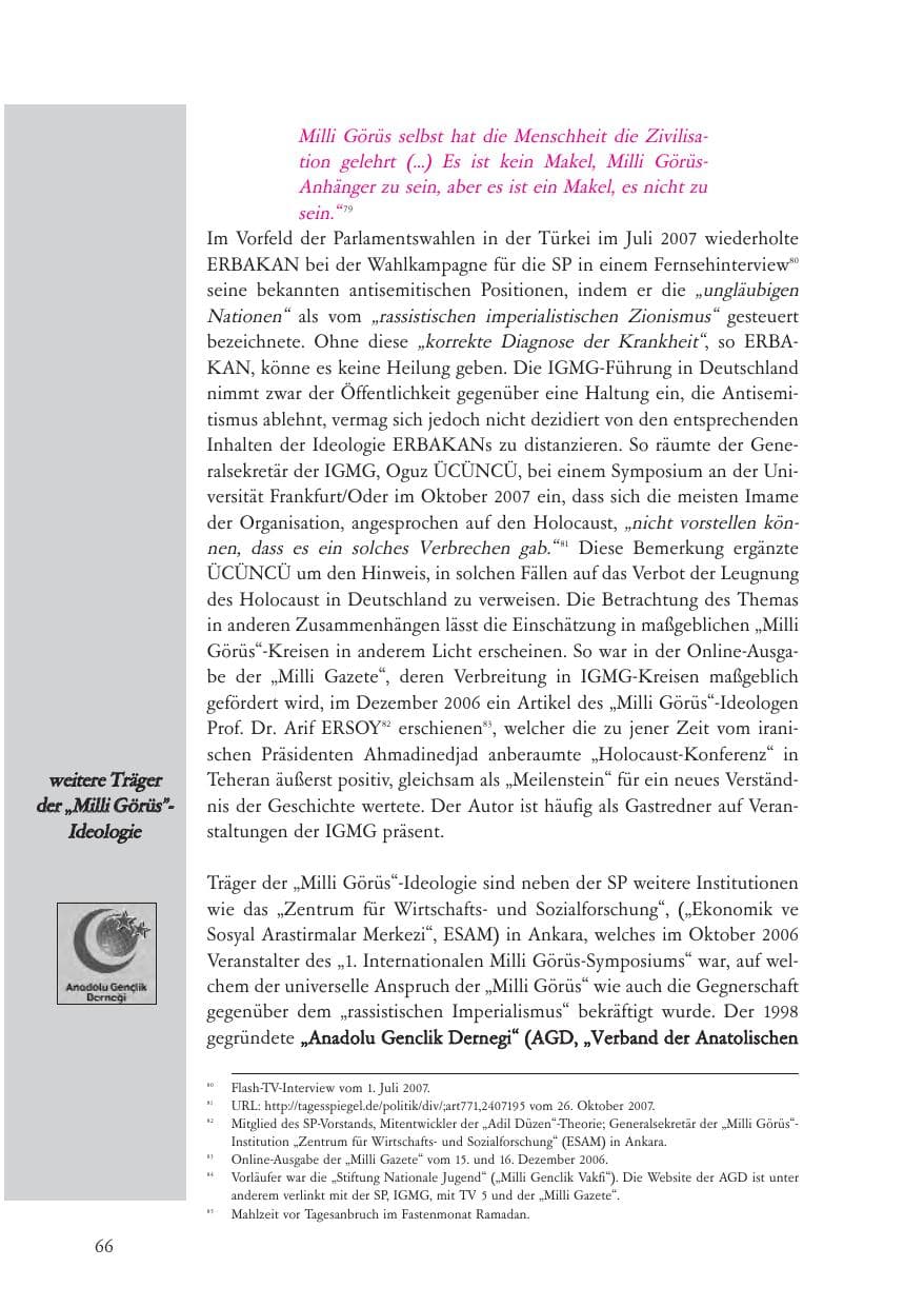 Seite 67 des Verfassungsschutzbericht 2007 Baden-Württemberg