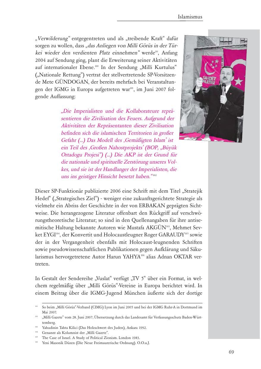 Seite 70 des Verfassungsschutzbericht 2007 Baden-Württemberg