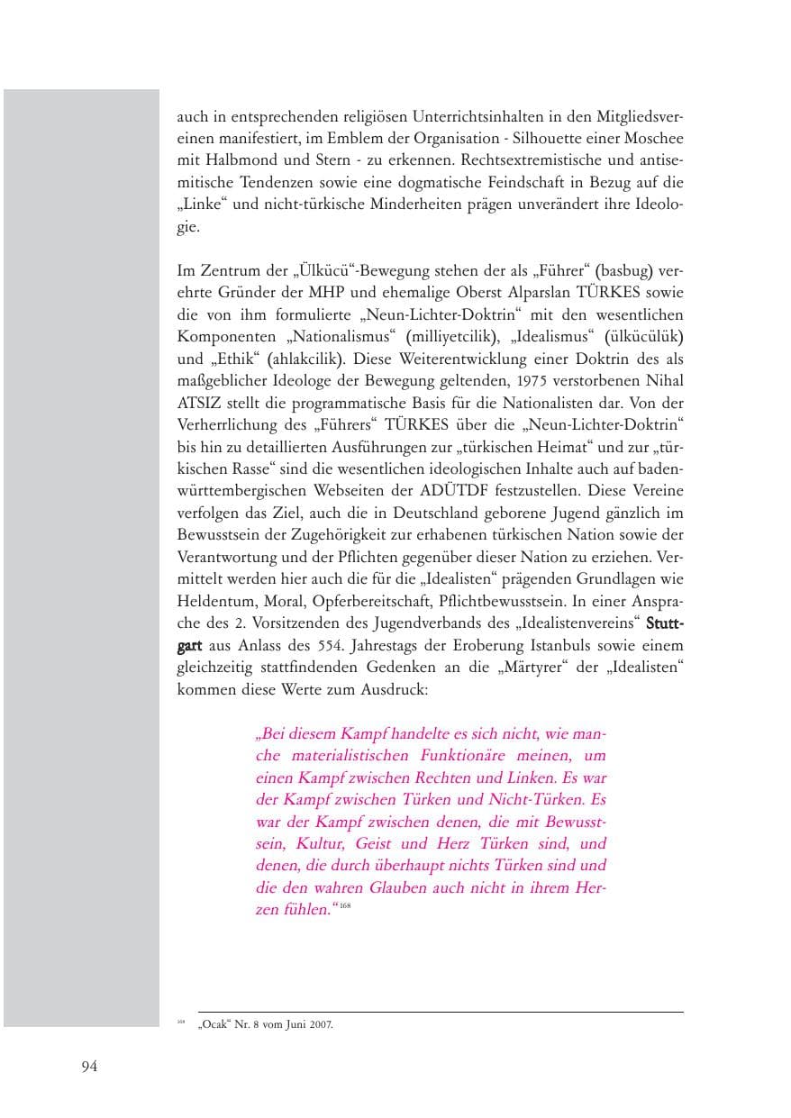 Seite 95 des Verfassungsschutzbericht 2007 Baden-Württemberg